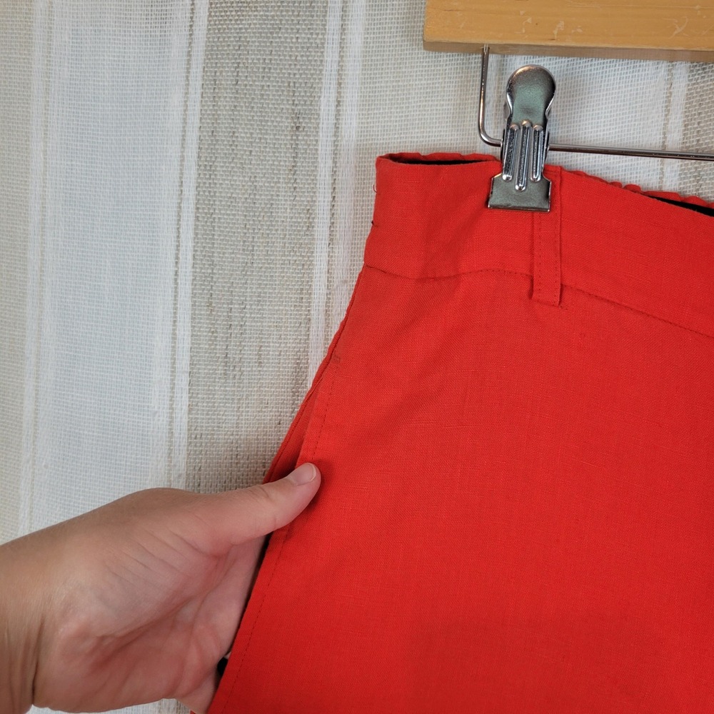 Zara Woman High Rise Wide Leg 100% Linen Pants Red Size Large Lagenlook - Picture 2 of 12